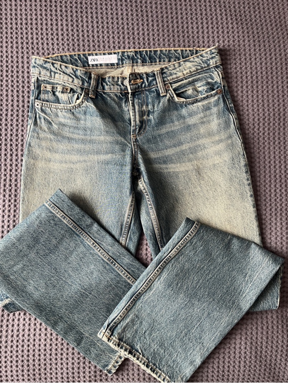 Zara Woman  Washed Light Blue Straight Jeans